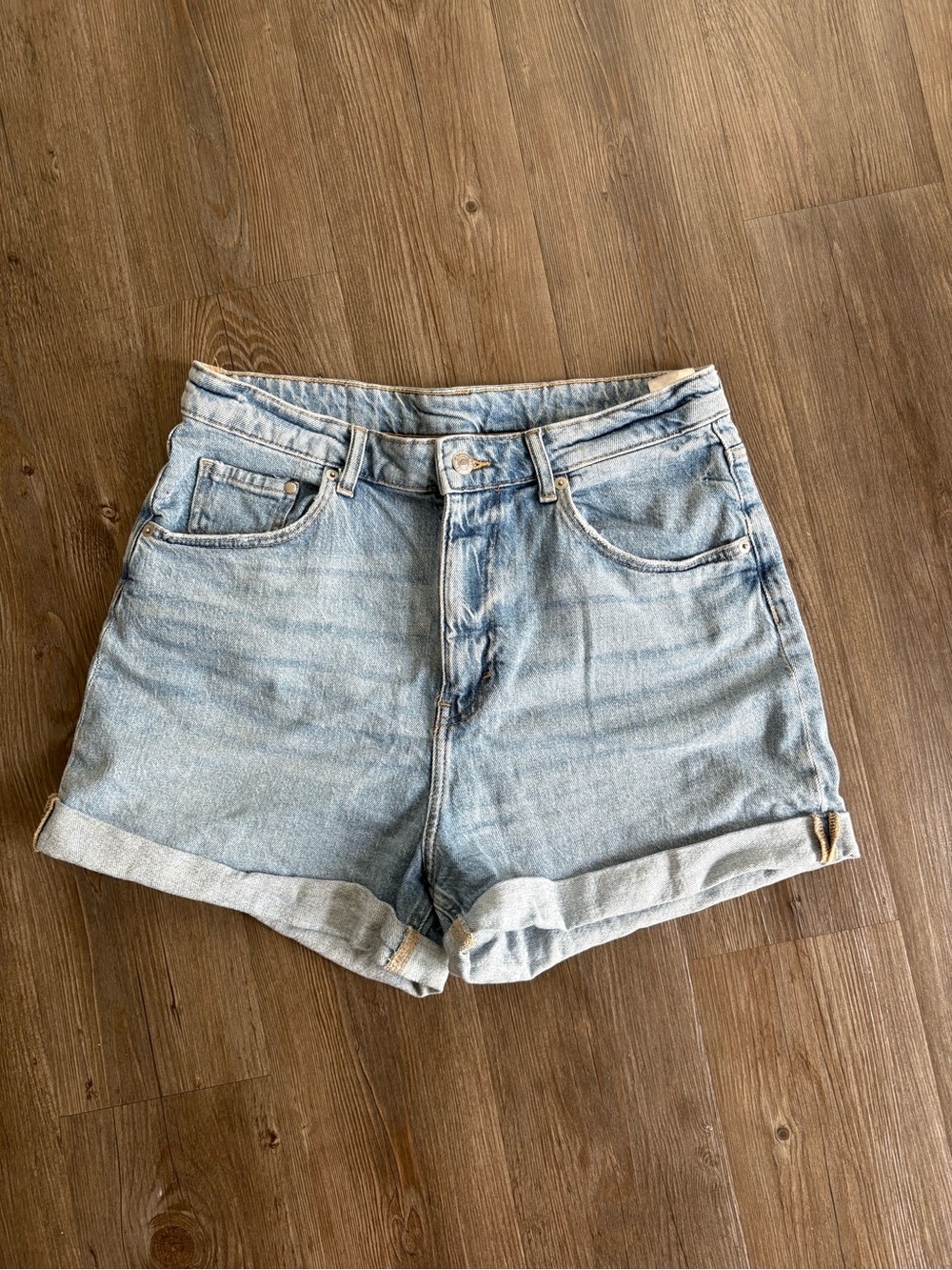H&M Faded Light Blue Cuffed Denim Shorts